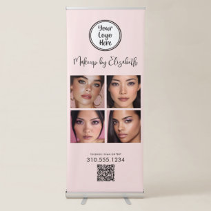 Blush Pink Script Logo QR Code Photo Makeup Modern Retractable Banner