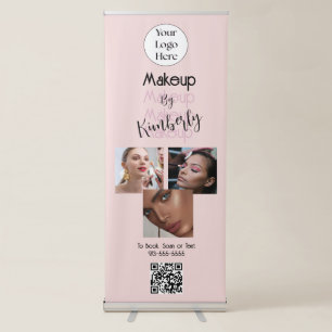 Blush Pink Script Logo QR Code Photo Makeup Retrac Retractable Banner