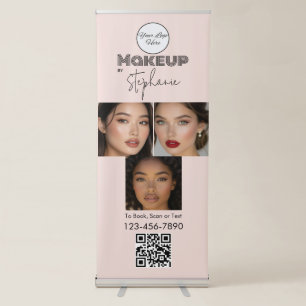 Blush Pink Script Logo QR Code Photo Makeup Retractable Banner