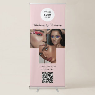 Blush Pink Script Logo QR Code Photo Makeup Retractable Banner