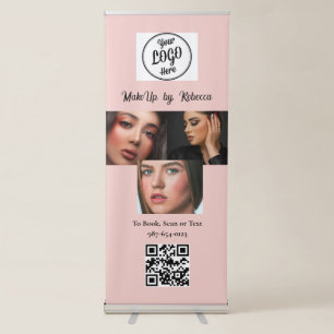 Blush Pink Script Logo QR Code Photo Makeup Retractable Banner
