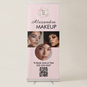 Blush Pink Script Logo QR Code Photo Makeup Retractable Banner