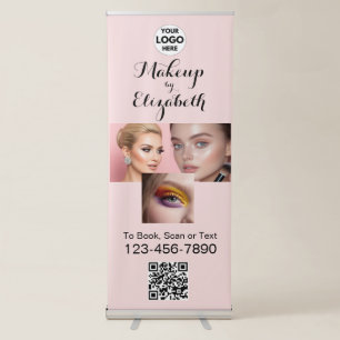 Blush Pink Script Logo QR Code Photo Makeup Retractable Banner