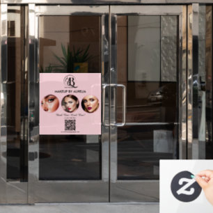 Blush Pink Script Logo QR Code Photo Makeup Window Cling
