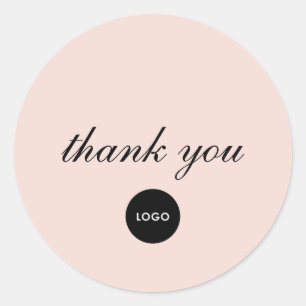 Blush Pink Script Logo Thank You Classic Round Sticker