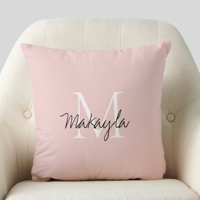 Blush Pink Script Monogram Cushion (Creator Uploaded)