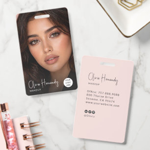 Blush Pink Script Photo ID Badge