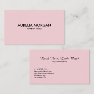 Blush Pink Script simple minimalist Makeup Business Card