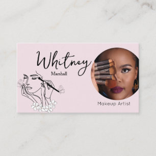 Blush Pink Script Social Icon QR Code Photo Makeup Business Card
