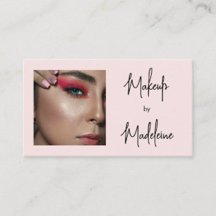 Blush Pink Script Social Icon QR Code Photo Makeup Business Card