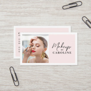 Blush Pink Script Social Icon QR Code Photo Makeup Business Card