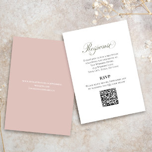 Blush Pink Script Wedding RSVP QR Code Card