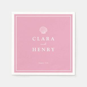 Blush Pink Seashell Coastal Wedding Napkins