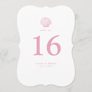 Blush Pink Seashell Wedding Die Cut Table Number