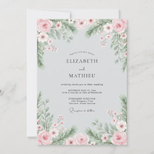 Blush Pink Serene Winter Wedding Invitation