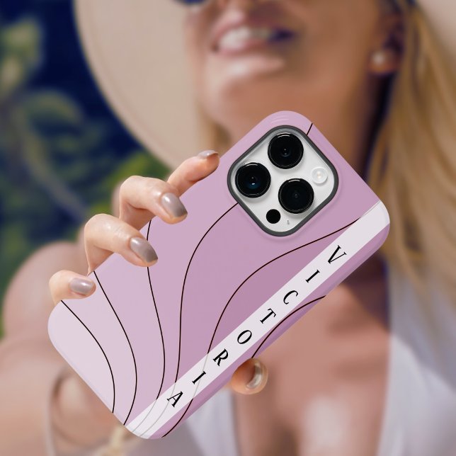 Blush Pink Shades Retro Waves Personal Name Case-Mate iPhone Case (Creator Uploaded)