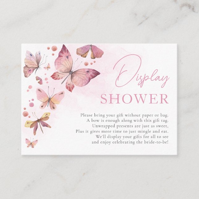 Blush Pink She Gives me Butterflies Display Shower Enclosure Card (Front)