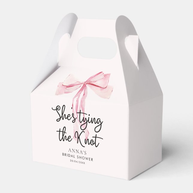 Blush Pink She Tying The Knot Bridal Shower Favour Box (Front Side)