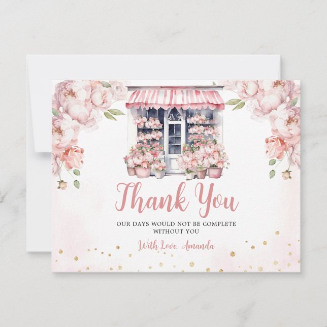 Blush Pink She's Off The Market Bridal Shower Thank You Card (Front)