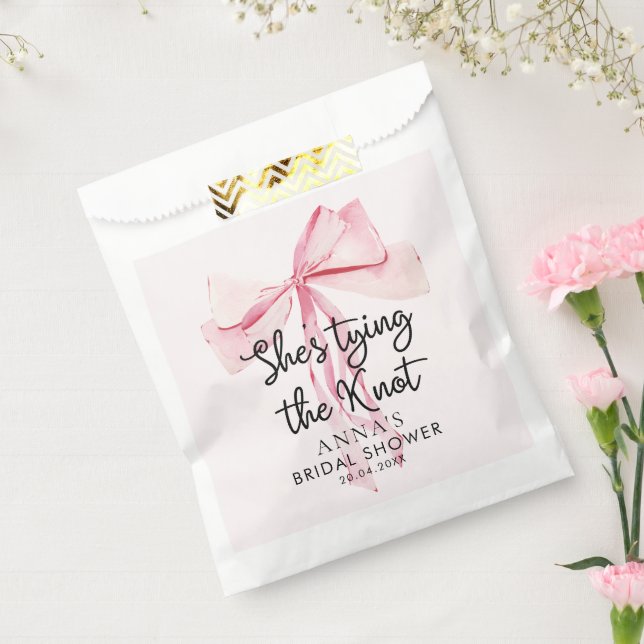 Blush Pink She's Tying The Knot Bridal Shower Favour Bags (Sealed)
