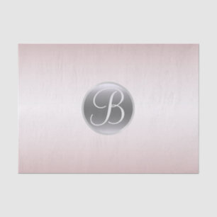 Blush Pink Shine Elegant Monogram Letter Initial Tissue Paper