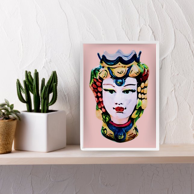 Blush Pink Sicilian Woman Moor Head Print (Creator Uploaded)