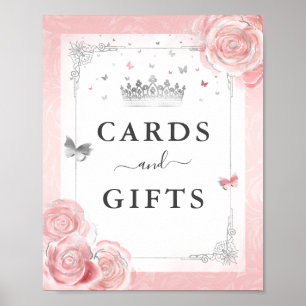 Blush Pink Silver Cards Gifts Tabletop Party Sign