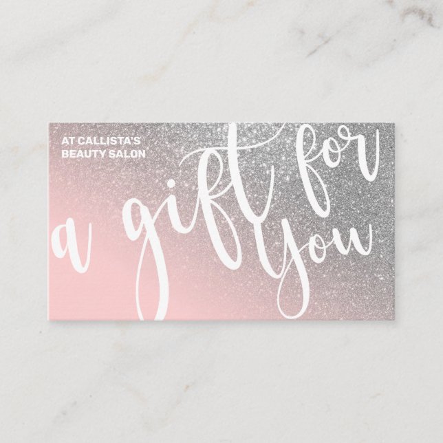 Blush Pink Silver Glitter Gift Certificate (Front)