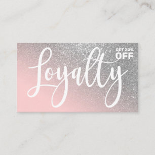 Blush Pink Silver Glitter Gradient Typography Loyalty Card