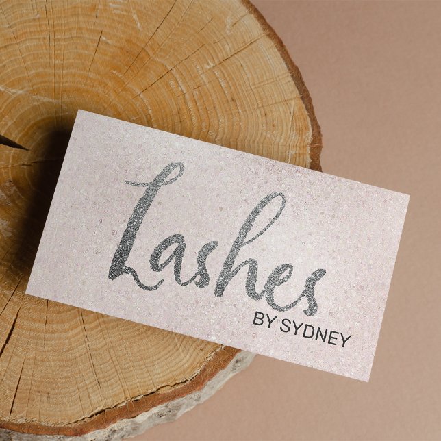 Blush Pink Silver Glitter Lashes Business Card (Blush Pink Silver Glitter Lashes )