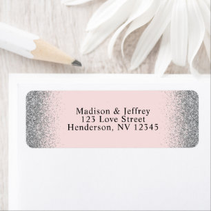 Blush Pink & Silver Glitter Return Address