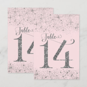 Blush Pink Silver Glitter Table Numbers Number 14