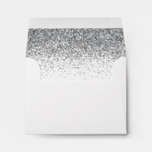 Blush Pink & Silver Glitter Wedding RSVP Envelope