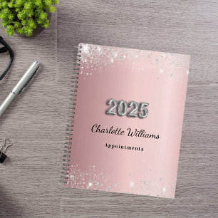 Blush pink silver sparkles 2025 planner