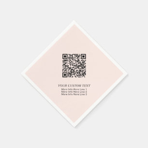 Blush Pink Simple Business QR Code Promotional Napkin