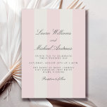 Blush Pink Simple Cabana Stripes Wedding Invitation<br><div class="desc">A simple blush pink and ivory cabana stripes wedding invitation, designed for couples who wish to blend casual charm with classic elegance. Featuring soft vertical stripes in a pastel blush pink tone and classic typography, this invitation perfectly complements beach weddings, barn venues, church weddings, or garden celebrations. The clean layout...</div>