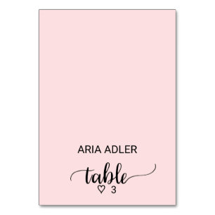 Blush Pink Simple Calligraphy Escort Place Cards