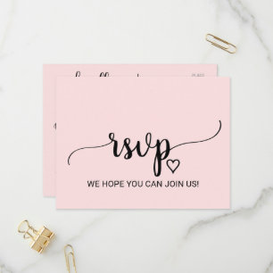 Blush Pink Simple Calligraphy Song Request RSVP Invitation Postcard