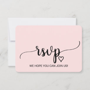 Blush Pink Simple Calligraphy Wedding Website RSVP Card