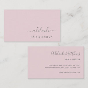 Blush Pink Simple Chic Hair Stylist Makeup Artist Business Card