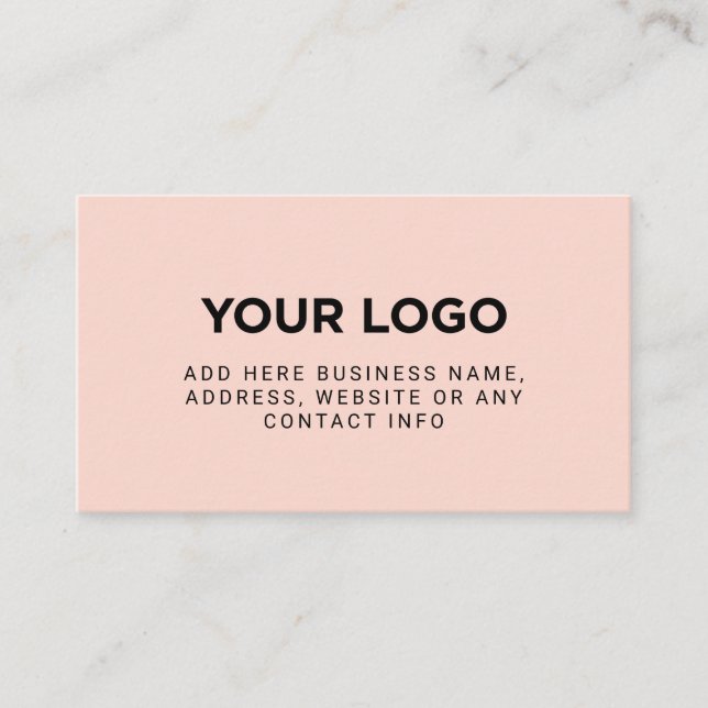 Blush Pink | Simple Company Logo Business Card (Front)