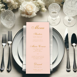 Blush Pink Simple Elegant Script Calligraphy Menu