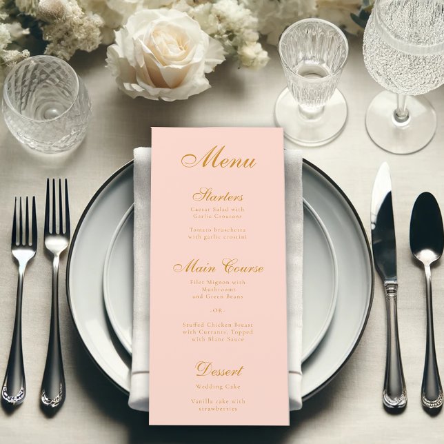 Blush Pink Simple Elegant Script Calligraphy Menu (Creator Uploaded)