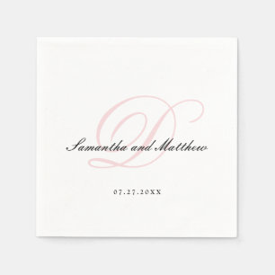 Blush Pink Simple Elegant Script Monogram Wedding Napkin