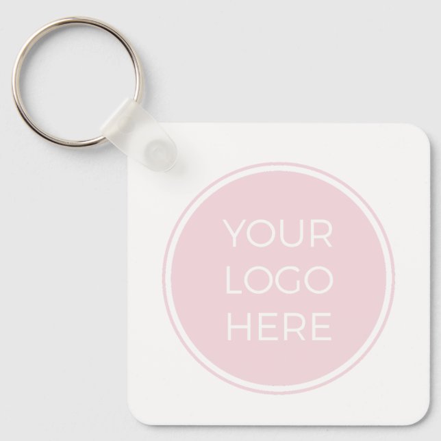 Blush Pink Simple Logo QR Code Key Ring (Front)