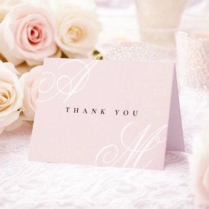Blush Pink Simple Minimal Wedding Thank You Card