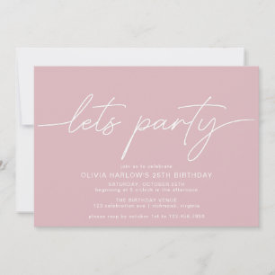 Blush Pink Simple Modern Girly Any Age Birthday Invitation
