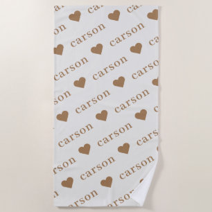 Blush Pink Simple Personalised Repeating Name Beach Towel