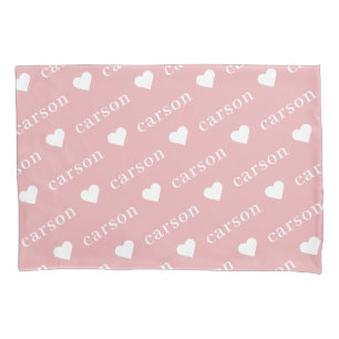 Blush Pink Simple Personalised Repeating Name Pillowcase