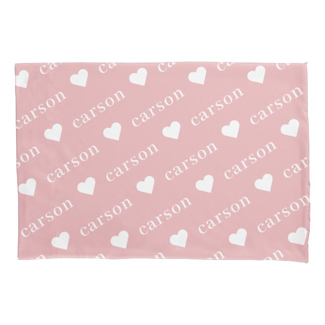 Blush Pink Simple Personalised Repeating Name Pillowcase (Front)